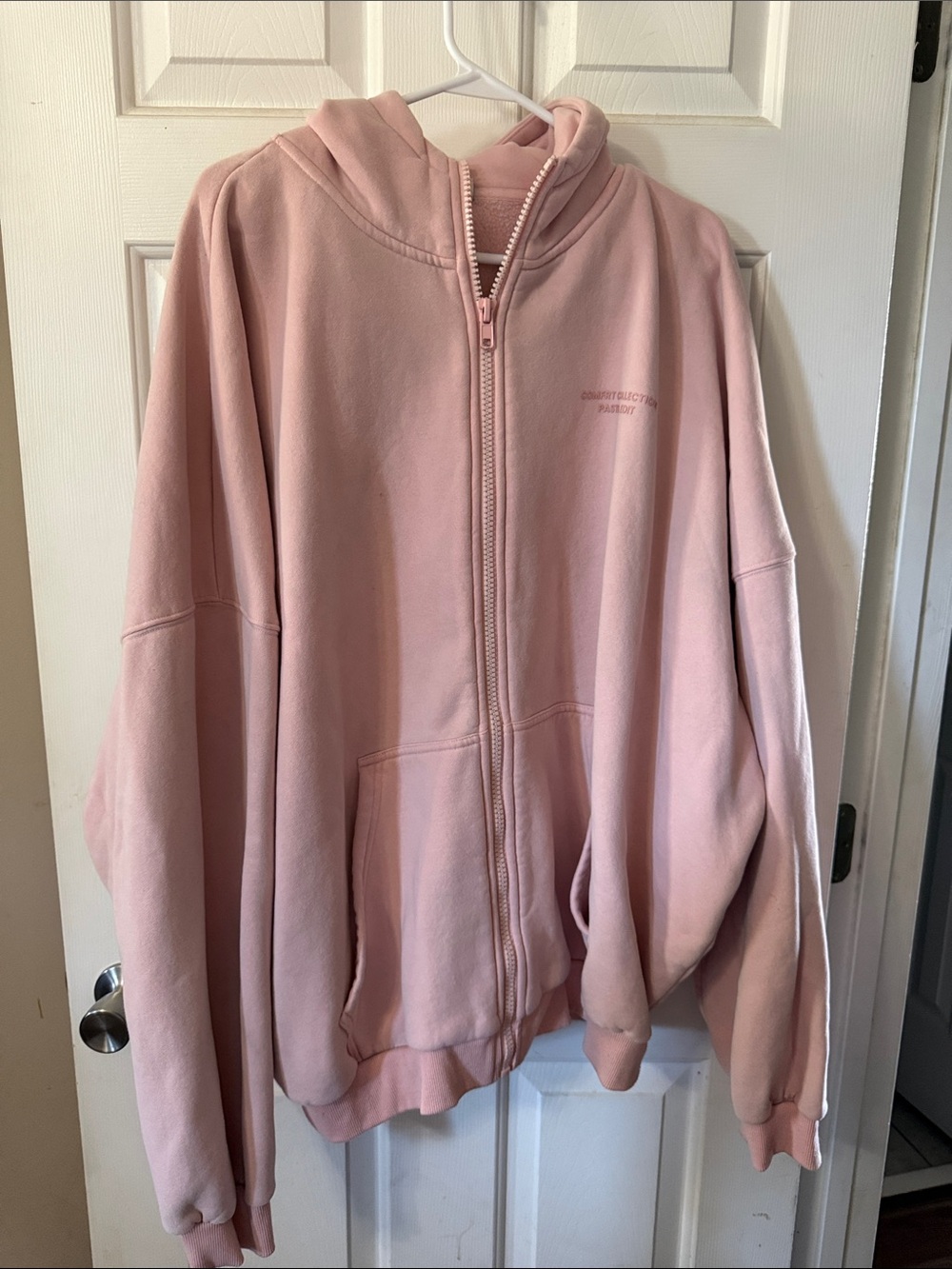Women's Oversized Zip Hoodie Jacket - Dusty Pink